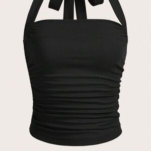 Black Ruched Halter Top size M